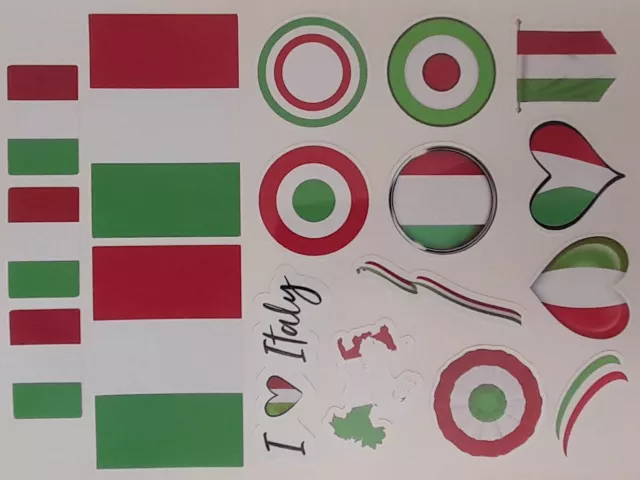 17 adesivi stickers vinile adesivo sticker bandiera Italiana tricolore italia