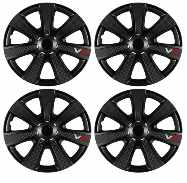 4 x Black VR Wheel Trims Hub Caps 14" fits Honda Jazz Civic Accord