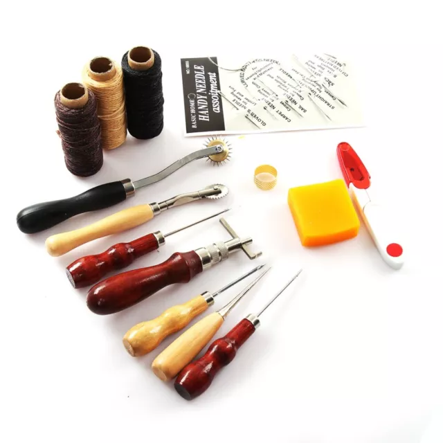 14PCS Leder Werkzeug Ledernadeln Lederhobel Stitching Sattler DIY Handwerk Set