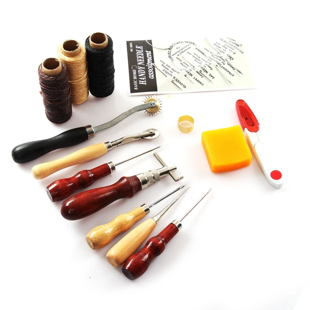 14PCS Leder Werkzeug Ledernadeln Lederhobel Stitching Sattler DIY Handwerk Set