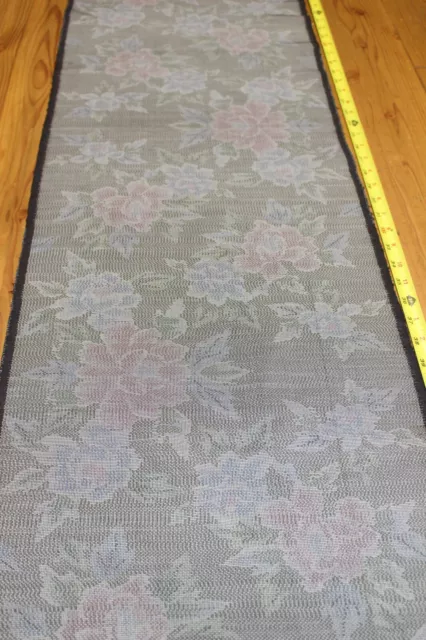 Vintage Japanese Floral Weave Tsumugi Silk Kimono Fabric Patchwork Quilt 63"
