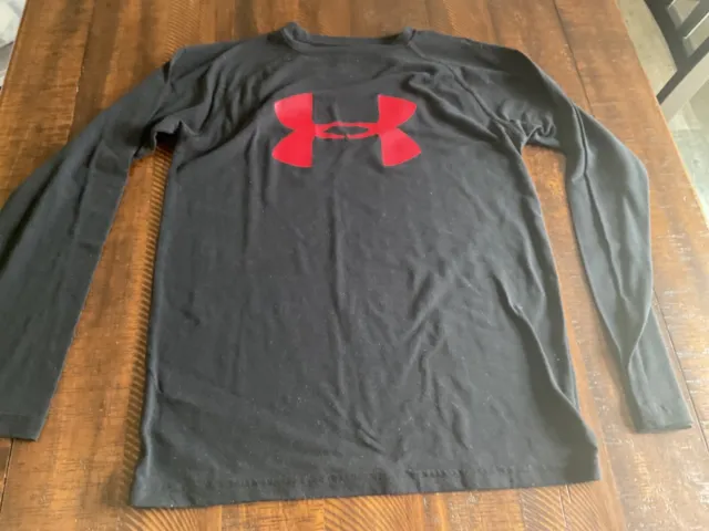 UNDER ARMOUR SHIRT Youth Small Black HeatGear Loose Fit Long Sleeve ...
