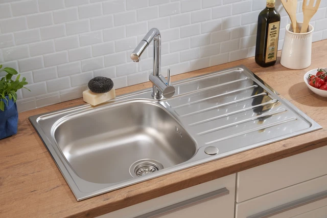 Évier Cuisine en Inox 75 x 45 x 19 CM Évier 1 Bac avec Égouttoir pliable