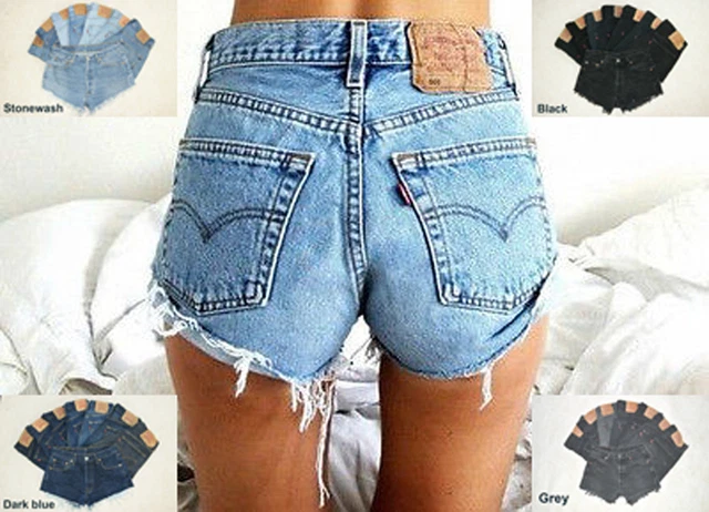 Levis Vintage Womens High Waisted Shorts Hotpants Denim Jeans 4 6 8 10 12 14 16