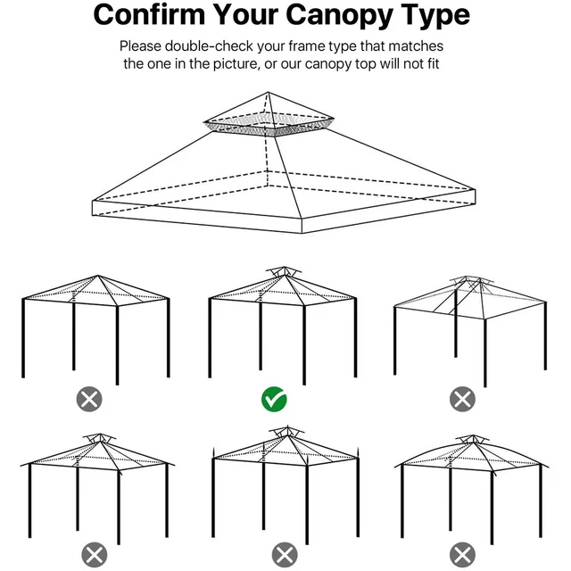 GARDEN GAZEBO TOP Cover 3x3M Canopy Replacement Pavilion Roof 1/2 Tier