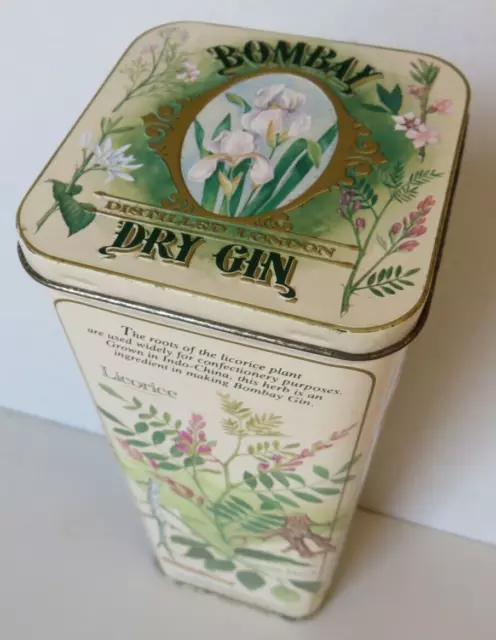 VTG Bombay London Dry Gin Herb Tin Box Made in England 9” VG