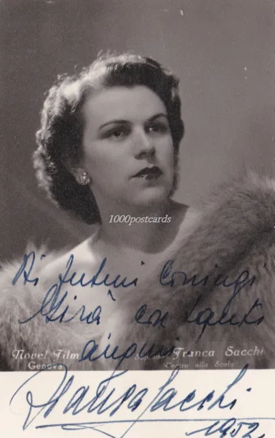 Opera : Franca Sacchi, Italian Soprano ,Autograph , 1952