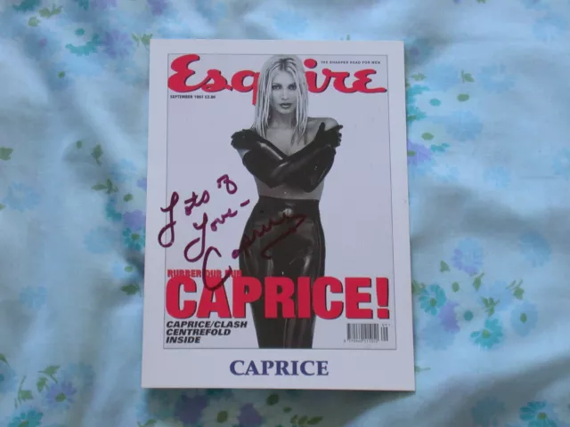 HAND SIGNED Caprice Bourret promo photo black rubber model actress presenter