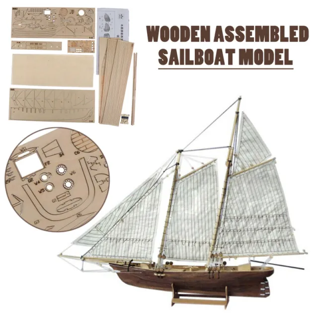 AMERICA America's Cup Yacht Wood Model Kit 1/120 Scale Boat Sailboat Unassembled