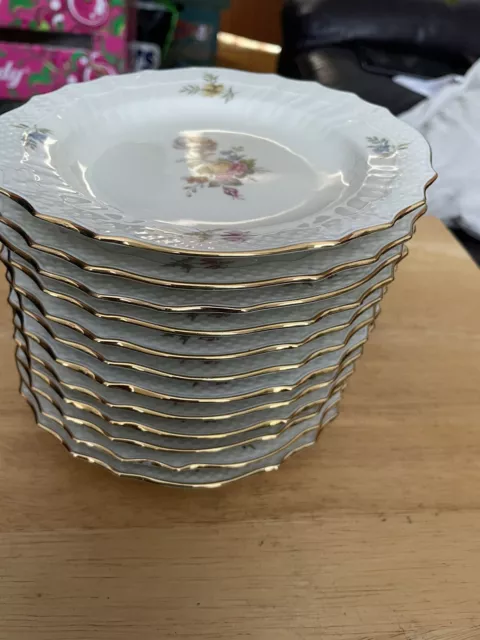 Royal Copenhagen Frijsenborg ( Saxon Flowers ) 12 Scalloped Tea Plates 17.5cm