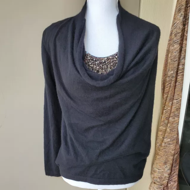 Neiman Marcus Cashmere Collection Sweater Womens Medium Silk Trim Elegant Luxury