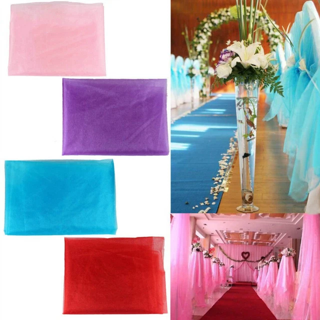 Silla de mesa de 10 m superior botines tela transparente de organza hágalo usted mismo boda fiesta decoración 11 colores