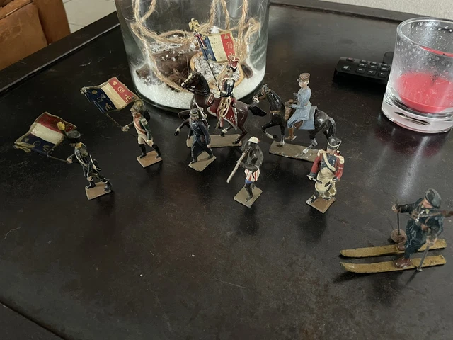 Lot De 2 Soldats Plomb Quiralu - Cheval Et Canon - Jouet Ancien