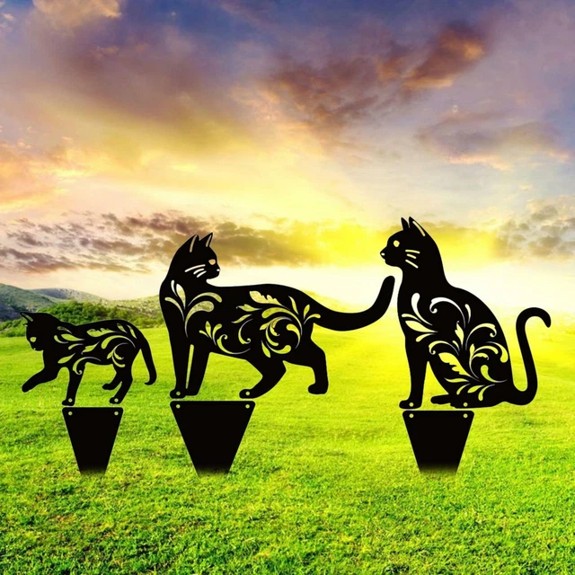 Katzen statuen Silhouette Niedlicher Pfahl Dekoratives Garten dekor für Rasen