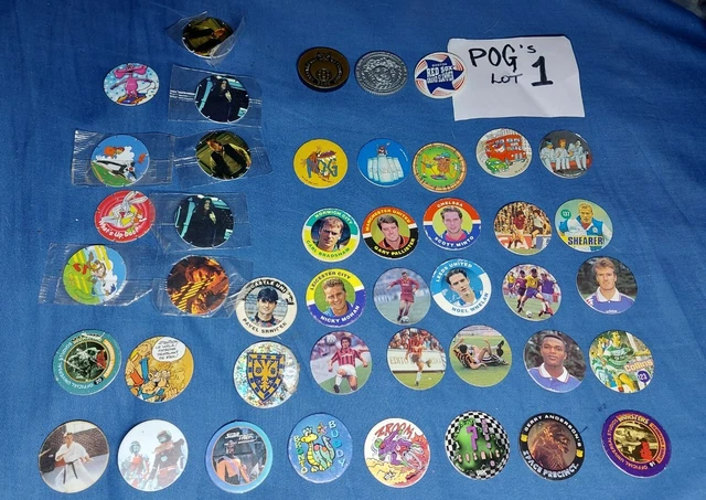 *RARE* 90S POGS bundle 1 various tazos/milk caps PLUS slammers retro ...