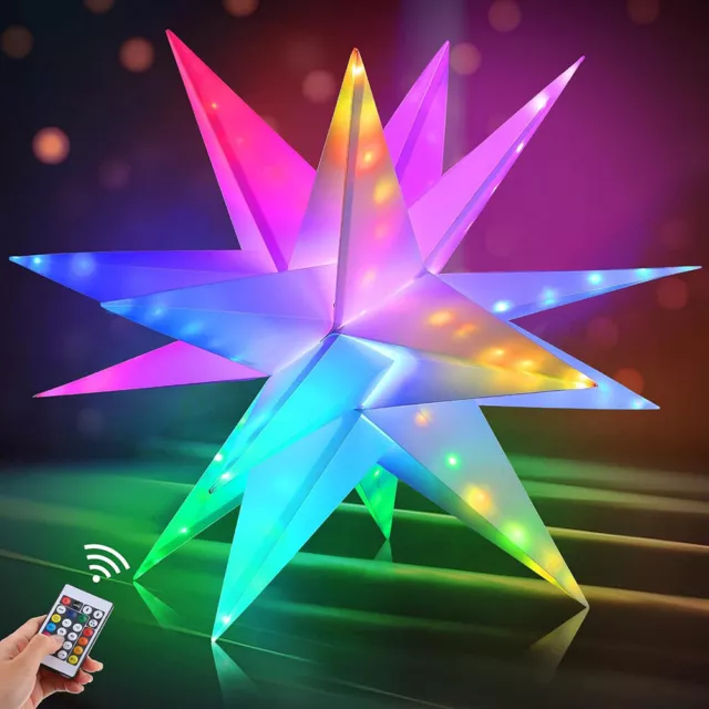 Moravian Star Outdoor Light Bluetooth-Compatible Color Changing 3D Star Treetop