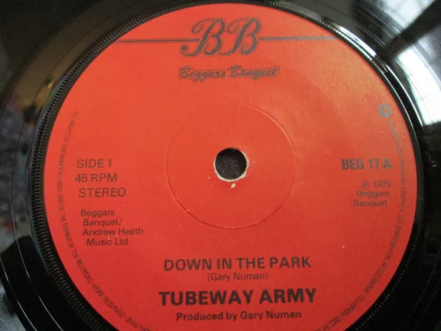 TUBEWAY ARMY "Down In The Park" UK 7" Single - Beggars Banquet Records BEG 17