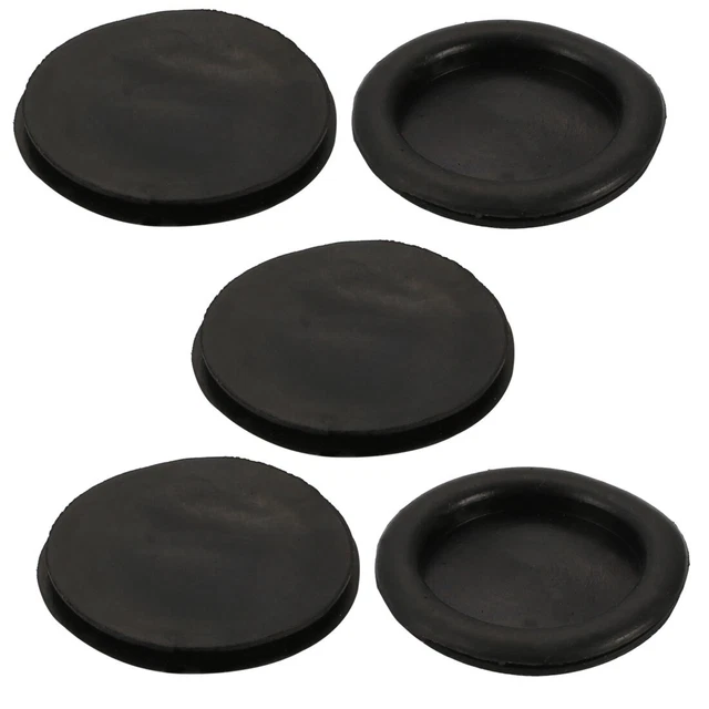 5pcs Fil passe-câble protection caoutchouc noir 45mm Dia passe-fil seul côté