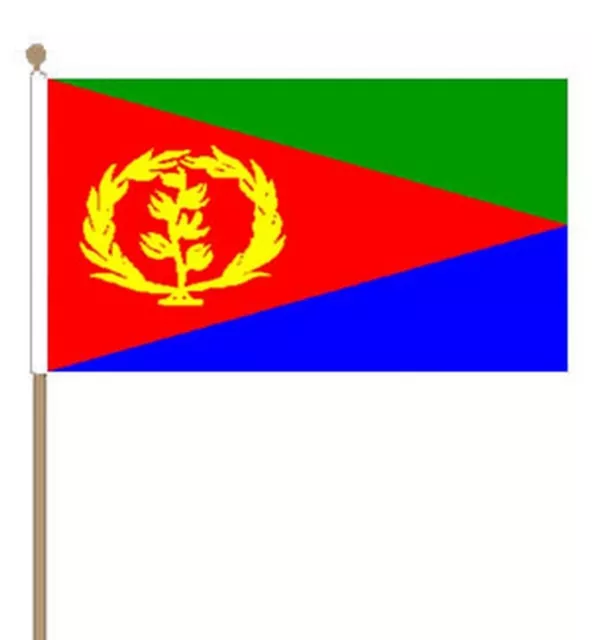 ERITREA Polyester medium HAND WAVING FLAG 9"X6" 22.5cm x 15cm ERITREAN