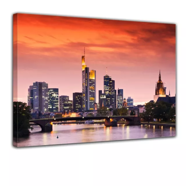 Leinwandbild - Frankfurt Skyline - Deutschland bei Nacht - Deutschland