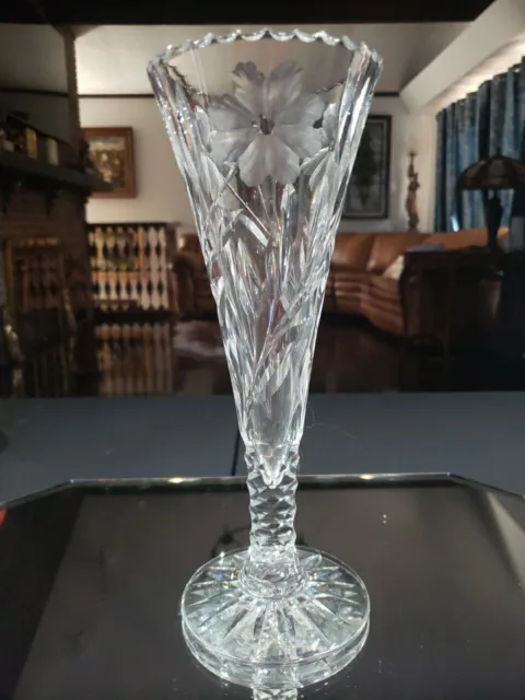 10" VASE Trumpet, American Brilliant Period Cut Glass Crystal Pairpoint Viscaria