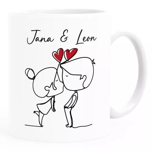 Kaffee-Tasse Liebe Herz personalisiert mit Namen Geschenk Jahrestag