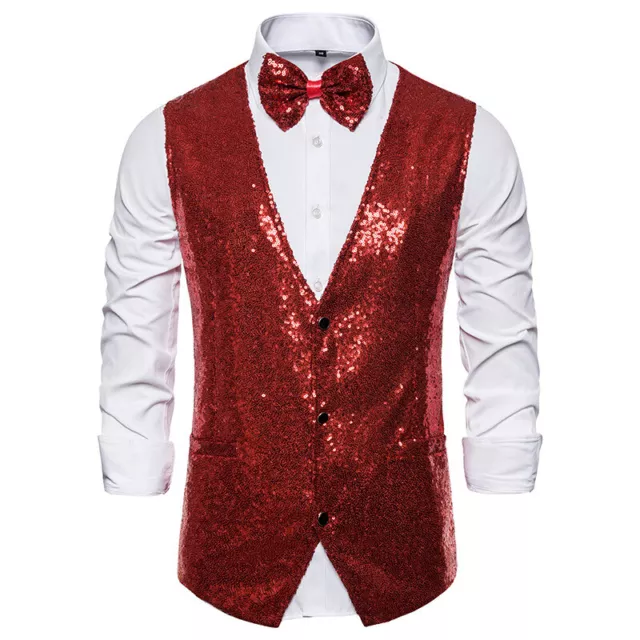 New Multi-color Men's Sequin Vest Button Vest Flash Vest Business Ball Set