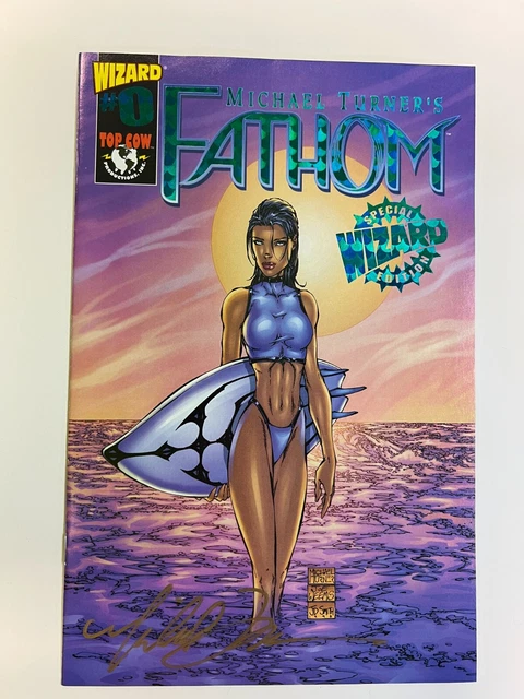 Fathom #0 Wizard Foil variant signed by Michael Turner w/CoA Top Cow 1998 VF/NM