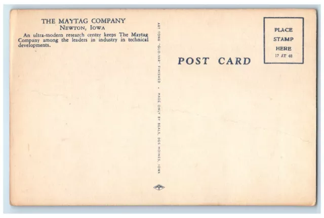 c1940's The Maytag Company Research Center Multiple View Newton Iowa IA Postcard 2