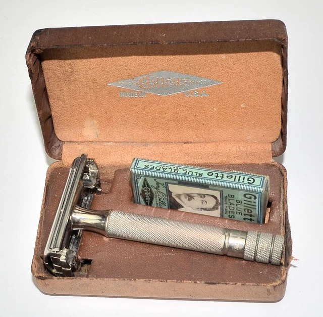 1941 Gillette Ranger Tech DE Razor + Orig Cases & Blades, NICE SHAPE 1941 Gillette Ranger Tech DE Razor + Orig Cases & Blades, NICE SHAPE