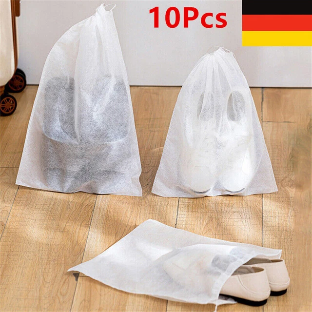 10 X Transparent Tuch Kordelzug Schuhe Aufbewahrung Tasche Staub Beutel Reise
