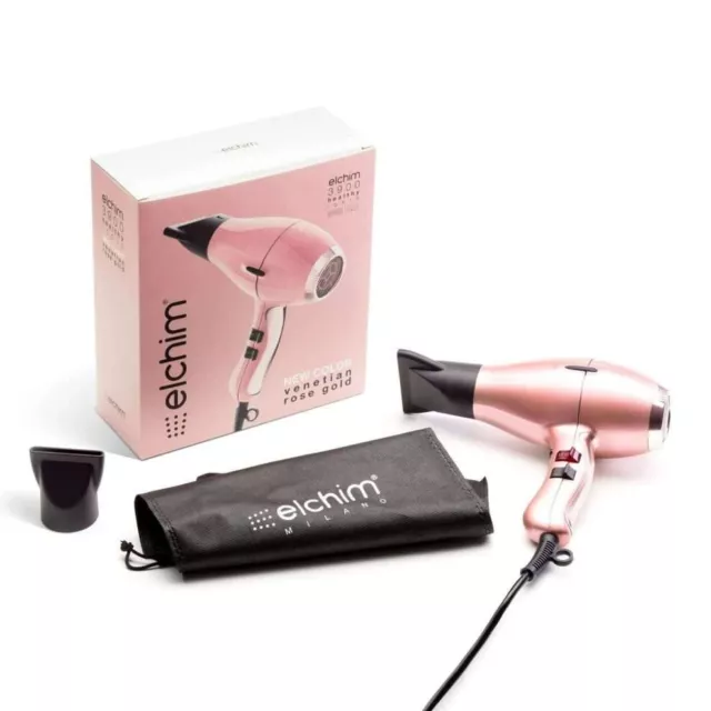 Elchim 3900 Healthy Ionic Hairdryer Metallic Venetian Rose GENUINE PRODUCT