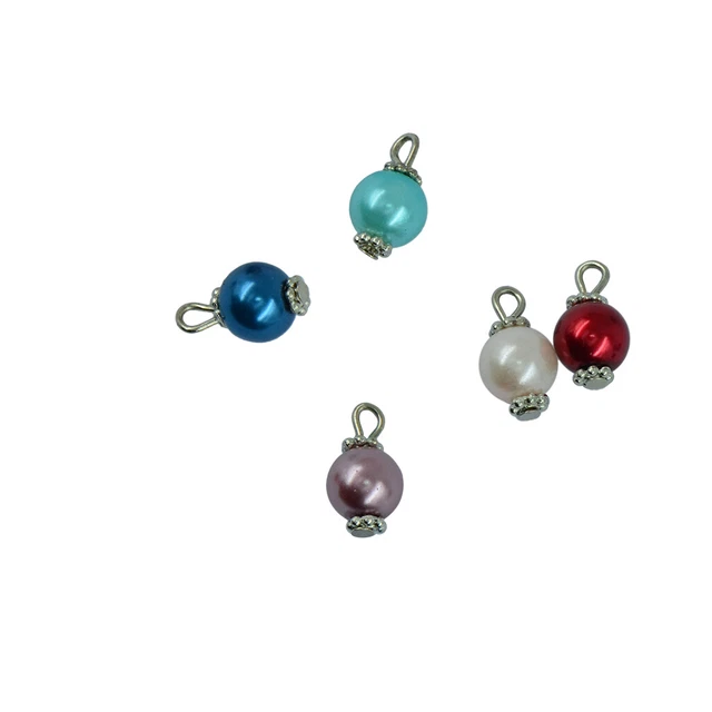 50 Stück bunte Glasperlen flache Daisy Charms Anhänger Schmuck DIY