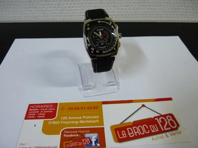 Montre Homme Earth – Boîtier En Bois, Bracelet En Cuir, Pile Neuve, Très Propre