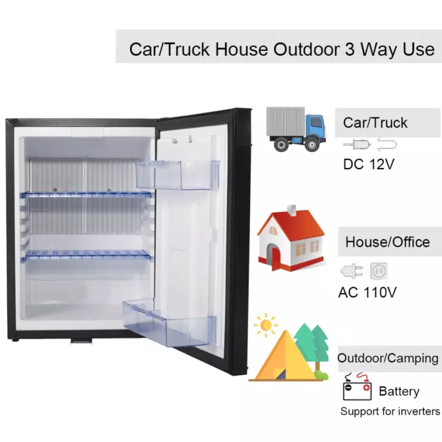 1.4 cu ft 12V Mini Refrigerator Truck Camper AC DC RV Boat Motorhome Fridge
