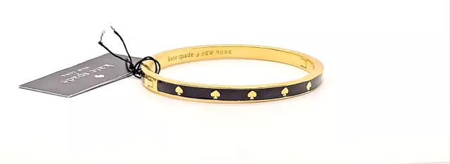 Kate Spade NY Spot The Spade Black and Gold Enamel Hinged Bangle w/Dust Bag