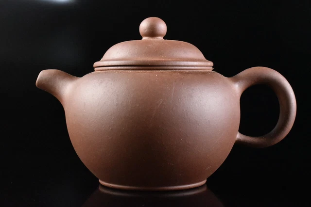 M2608: Chinese Brown pottery Shapely TEAPOT Kyusu Sencha, auto
