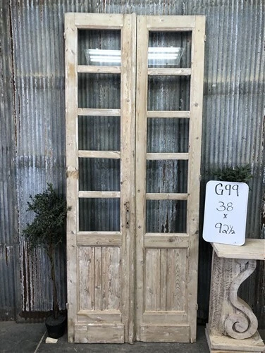 Antique French Double Doors (38x92.5) 5 Pane Glass European Doors G99