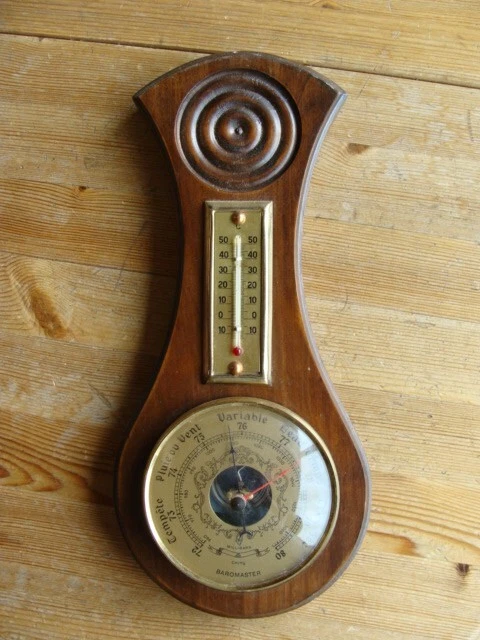 BAROMÈTRE MURAL EN bois vintage EUR 55,00 - PicClick FR