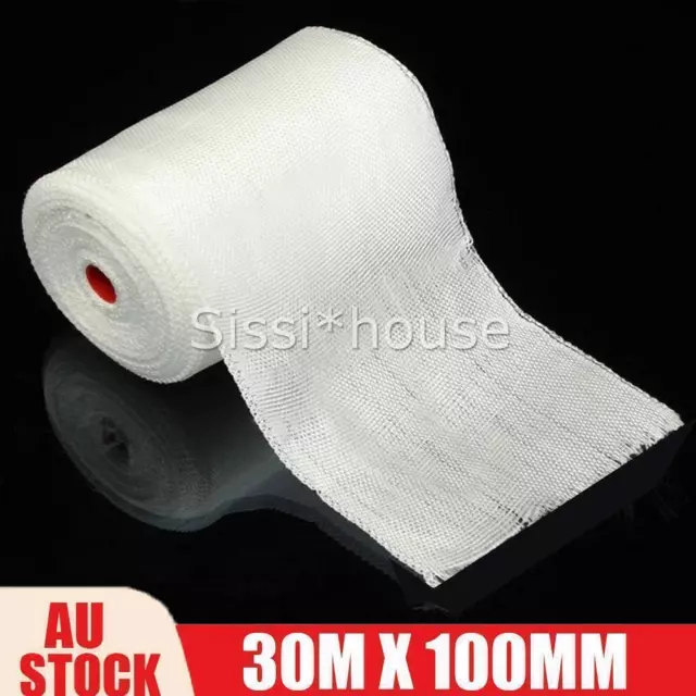 30M Fiberglass Cloth Tape E-Glass 100mm wide Glass Fiber Plain Weave Mesh NEW