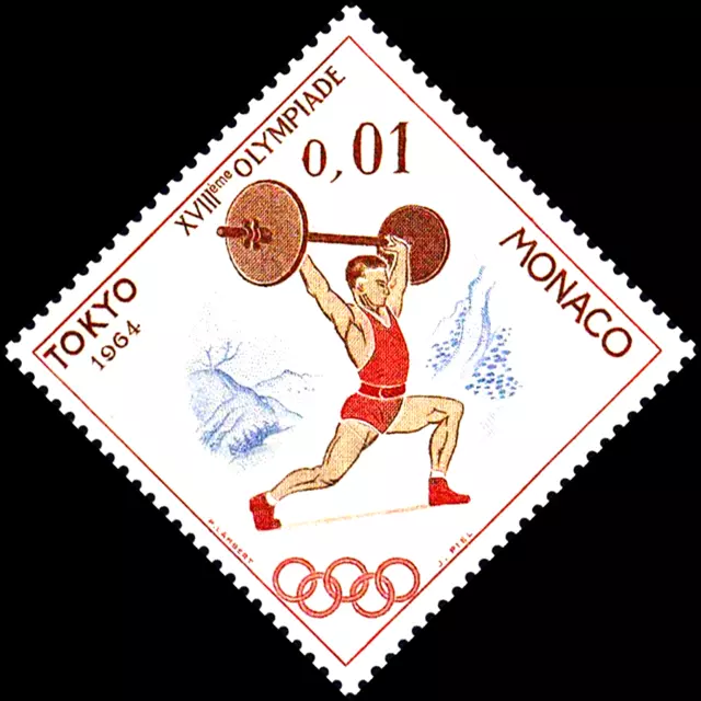 784 postfrisch MNH Monaco 1964 Olympia Sommer Spiele Tokio Japan Gewichtheben