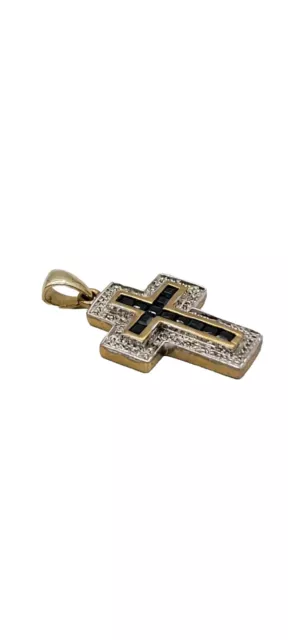 9ct Sapphire & Diamond Crucifix Pendant