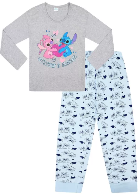 Womens Disney Lilo and Stitch Angel  Long Ladies Cotton Pyjamas Pjs