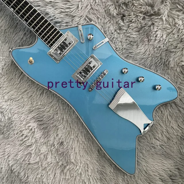 Custom Metallic Blue Thunderbird Electric Guitar Black Fretboard HH Pickups