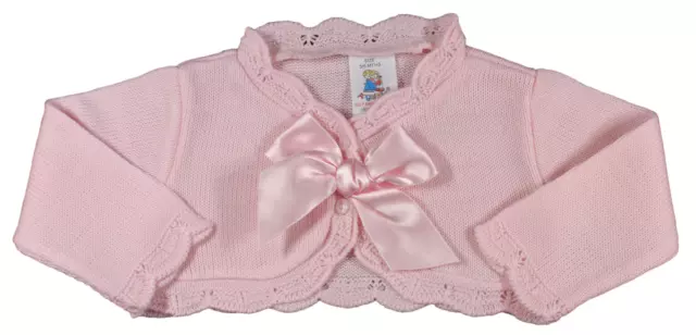 Baby Mädchen Rosa Bolero Strickschleife Cardigan Spanischer Stil Spitze Zuckenschleifen