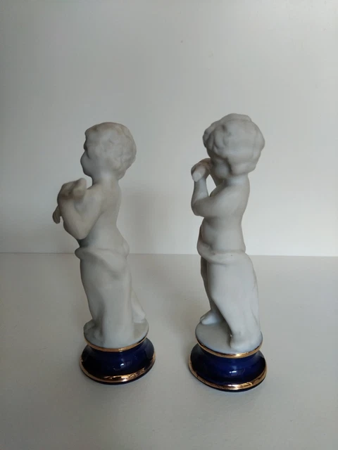 Cherubin biscuit Limoges Blanc/Bleu/Doré Porcelaine - Vendu