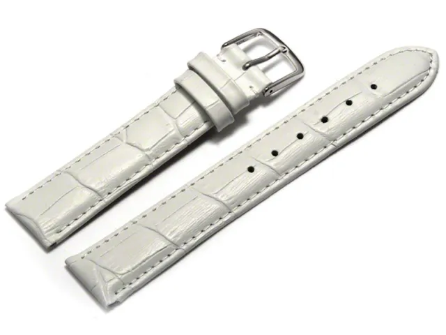 Bracelet montre cuir grain croco blanc 8mm 10mm 12mm 14mm 16mm 18mm 20mm 22mm