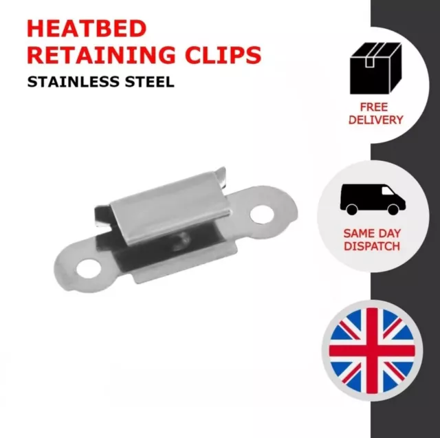 3D Printer Heatbed Retaining Clips - Stainless Steel - 4 Pack Borosilicate Glass