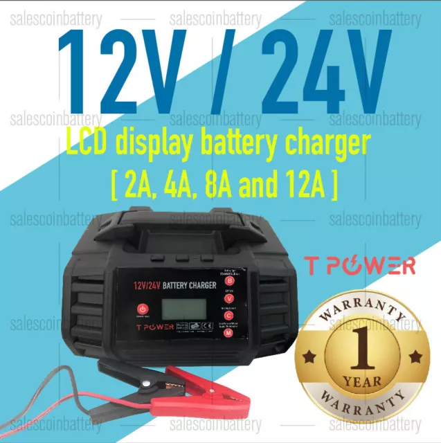 12V 24V 2A 4A 8A 12A f AGM STD GEL Lithium lifepo4 Battery Charger LCD display