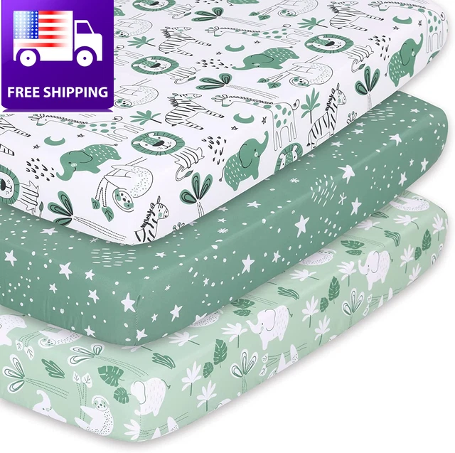 The Peanutshell Mini Crib Sheet Set - 3 Pack - Multiuse for Pack & Play, Playard